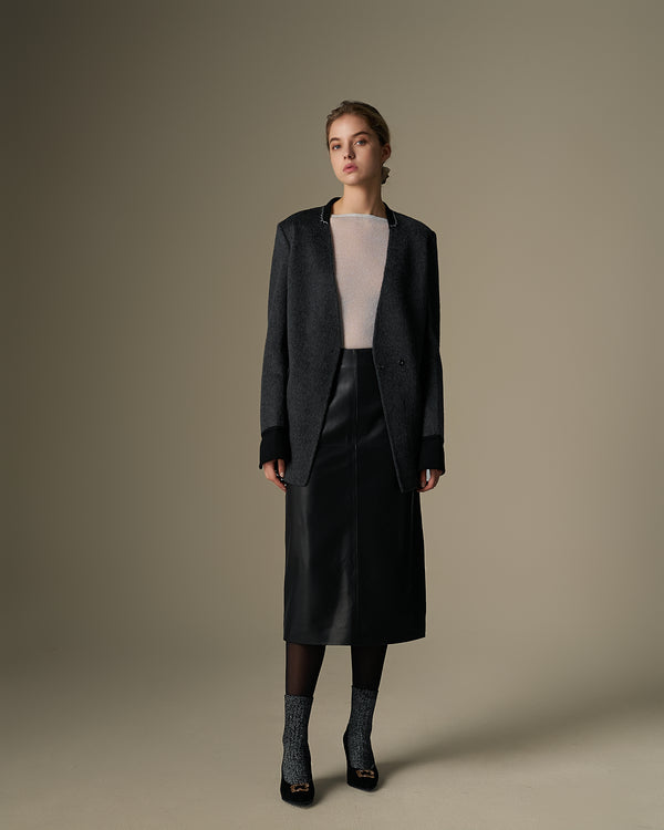 Leather Midi Skirt With Slit