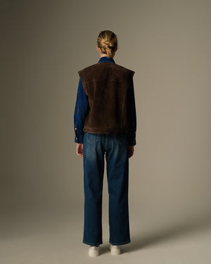 Double Pocket Suede Vest