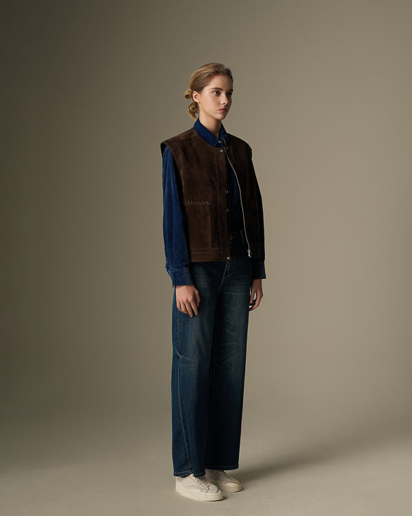 Double Pocket Suede Vest