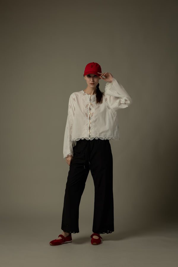 Embroidered Cuff Drawstring Pants