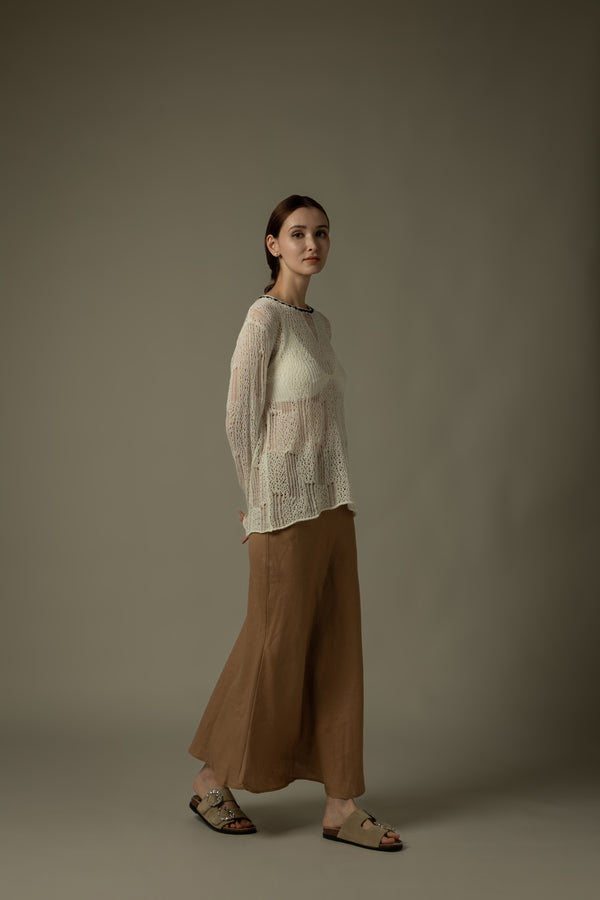 100% Linen Stitched Midi Skirt