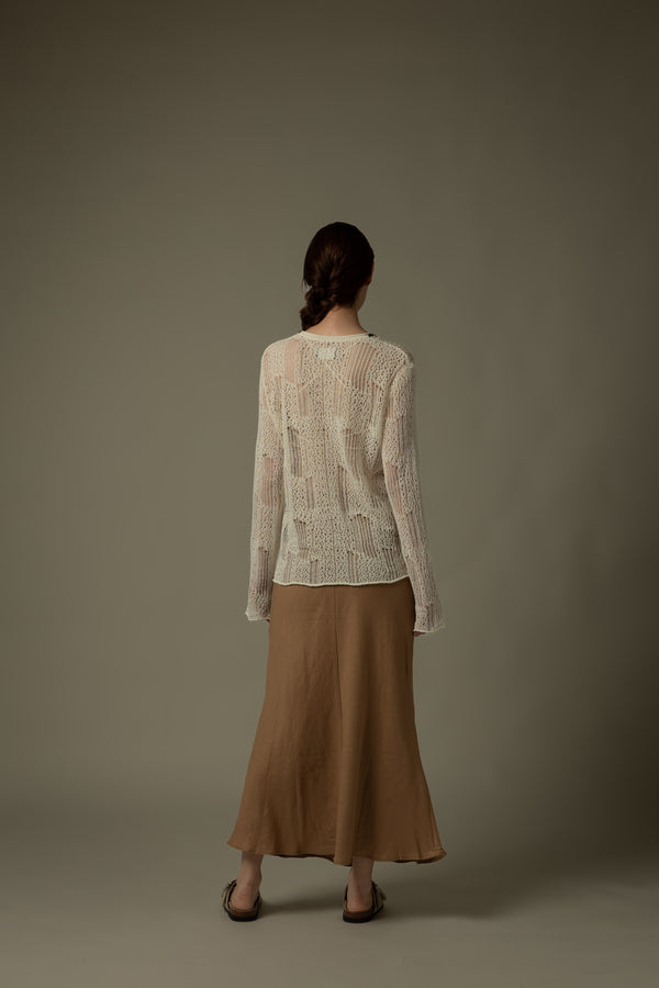 100% Linen Stitched Midi Skirt