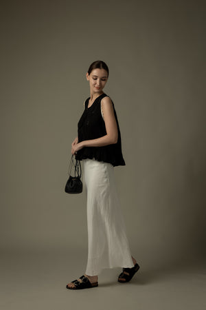 100% Linen Stitched Midi Skirt