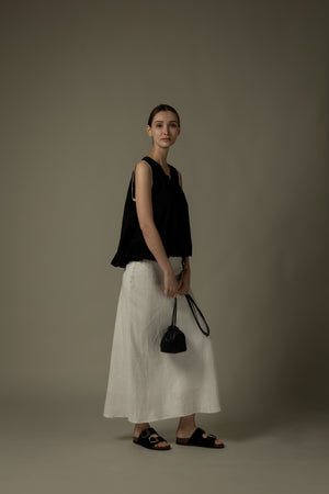 100% Linen Stitched Midi Skirt