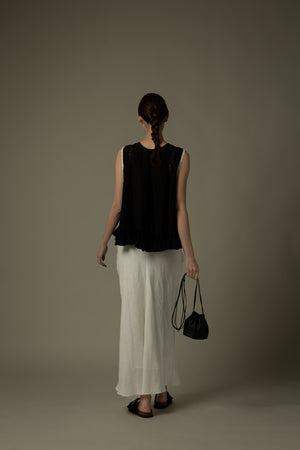 100% Linen Stitched Midi Skirt