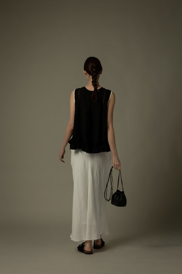 100% Linen Stitched Midi Skirt