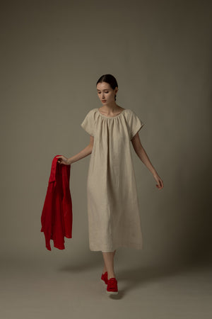 100% Linen Short Sleeves Dress