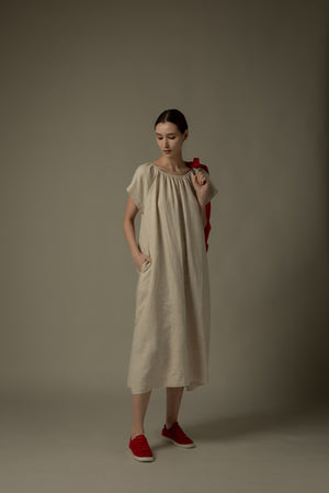 100% Linen Short Sleeves Dress
