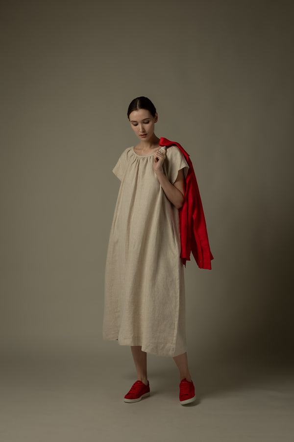 100% Linen Short Sleeves Dress