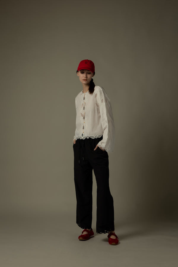 Embroidered Cuff Drawstring Pants