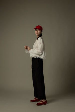 Embroidered Cuff Drawstring Pants