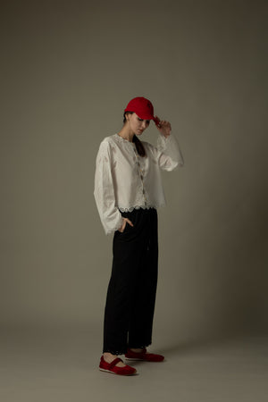 Embroidered Cuff Drawstring Pants