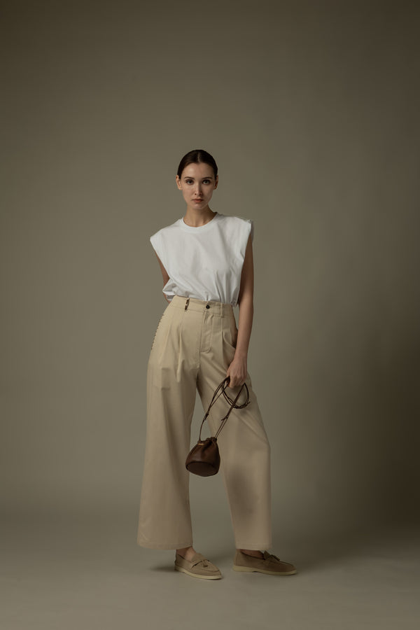 Stitch Detail Wide Leg Pants
