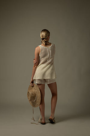 Hollow-Out Knit Shorts