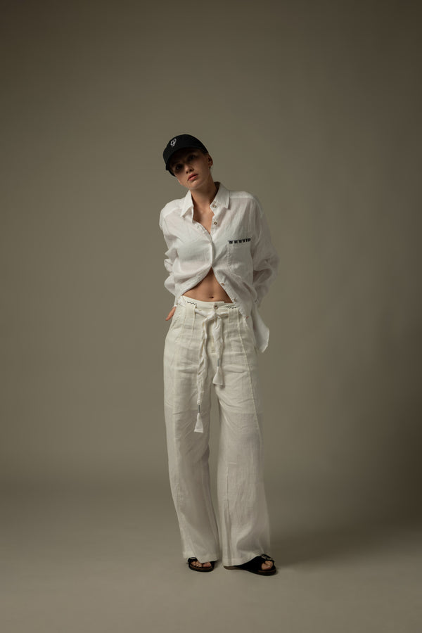 100% Ramie Back Hollow-Out Shirt