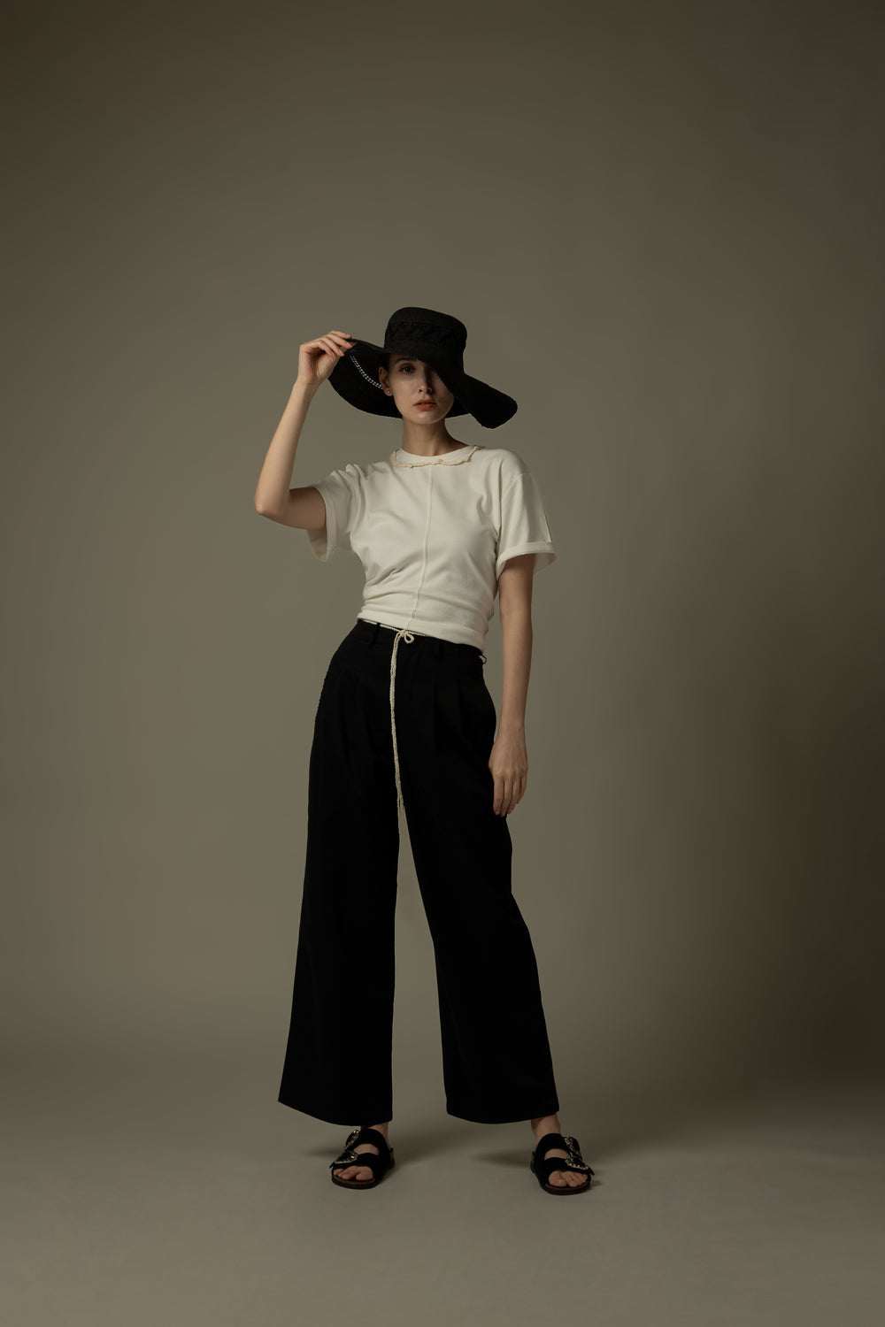 Ribbon Black Straw Hat