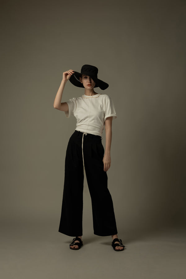 Ribbon Black Straw Hat