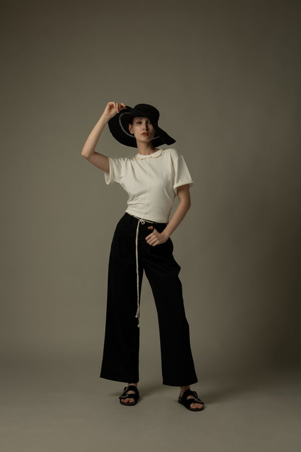 Ribbon Black Straw Hat