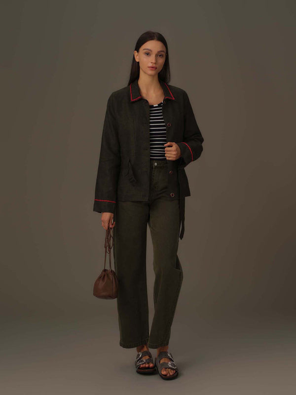 Washed Straight-Leg Denim Pants