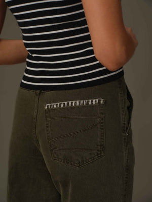 Washed Straight-Leg Denim Pants