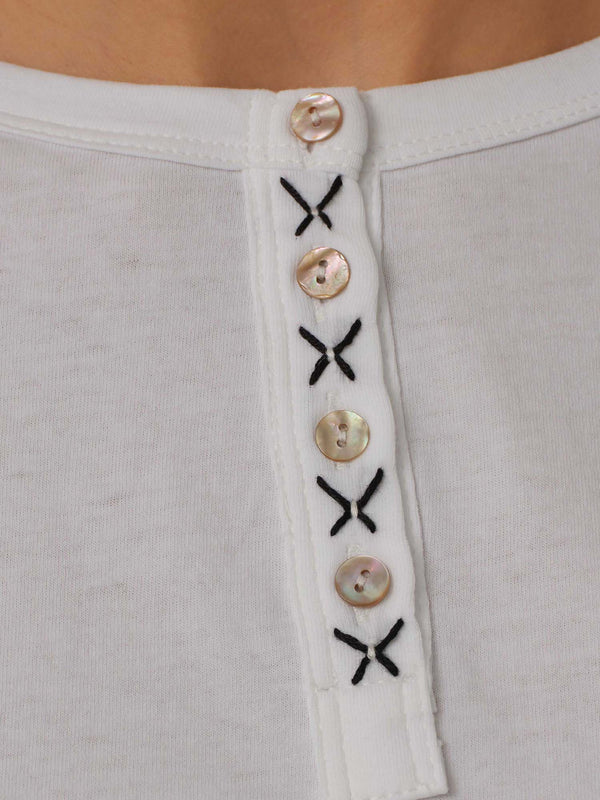 Cross-Stitched Placket Top