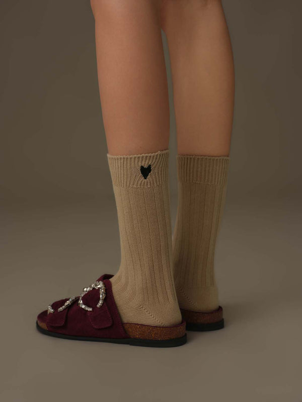 Heart-Stitch Detail Socks