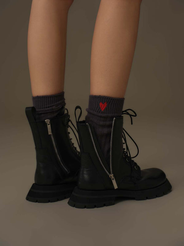 Heart-Stitch Detail Socks