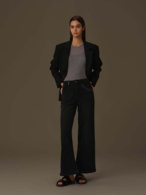 Stitched Flare Denim Jeans