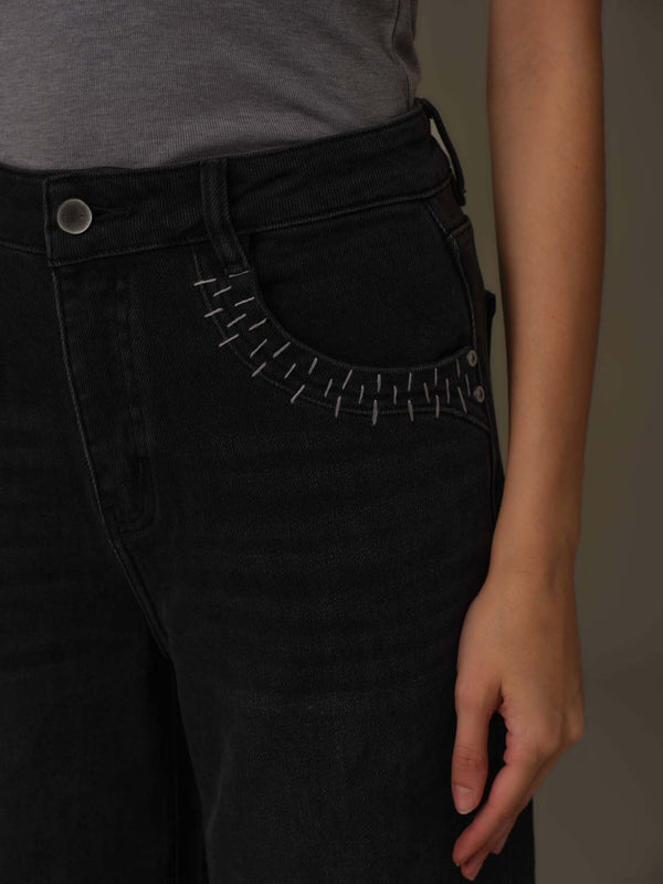 Stitched Flare Denim Jeans