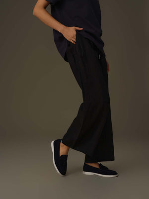 Braided-Drawstring Waist Linen Pant