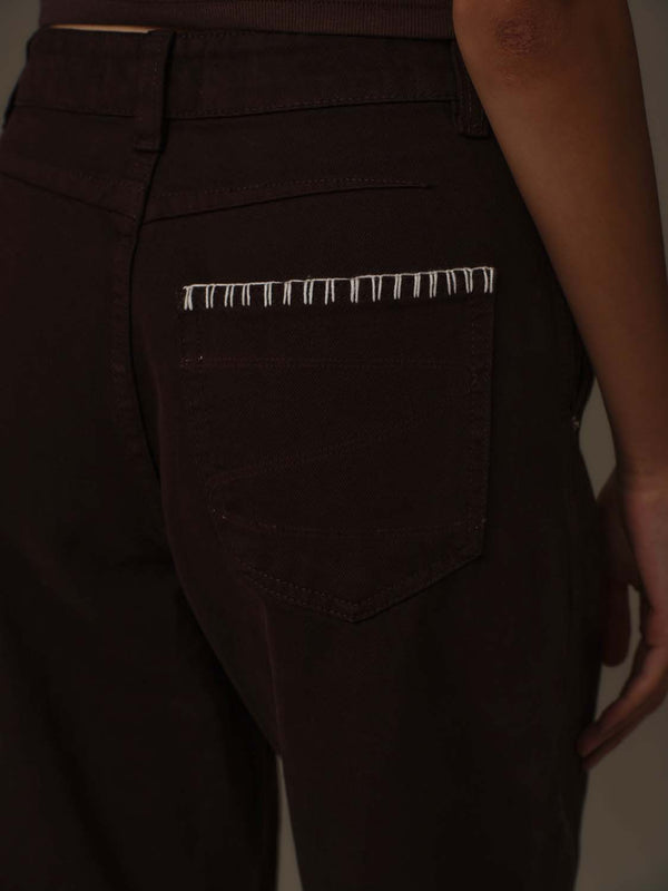 Washed Straight-Leg Denim Pants