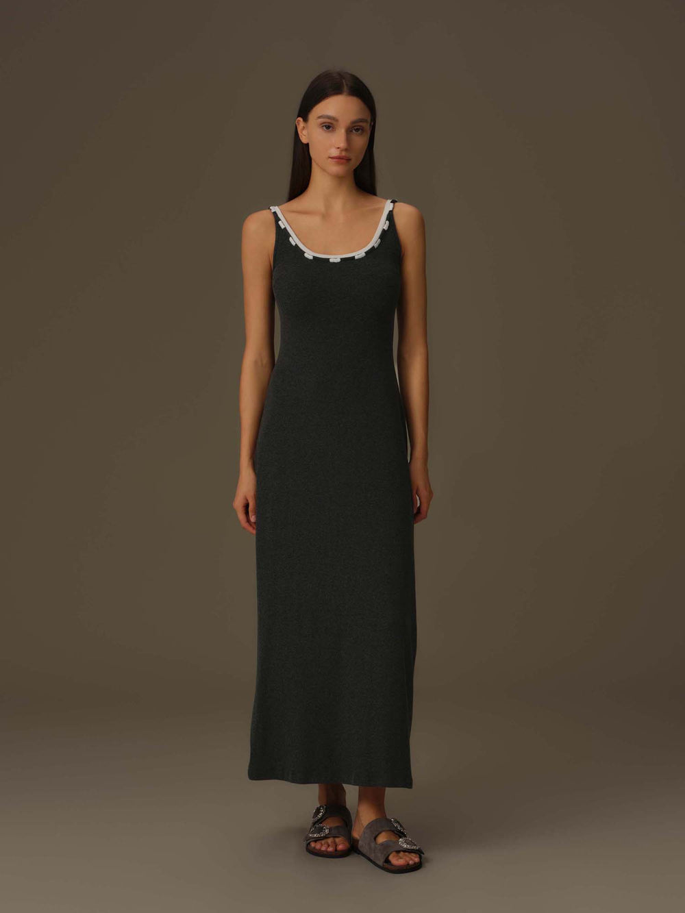 Detailed Neckline Maxi Dress