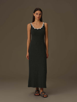 Detailed Neckline Maxi Dress