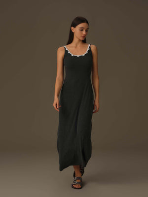 Detailed Neckline Maxi Dress