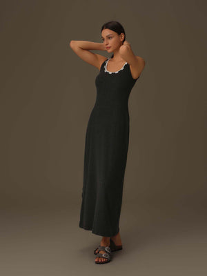 Detailed Neckline Maxi Dress