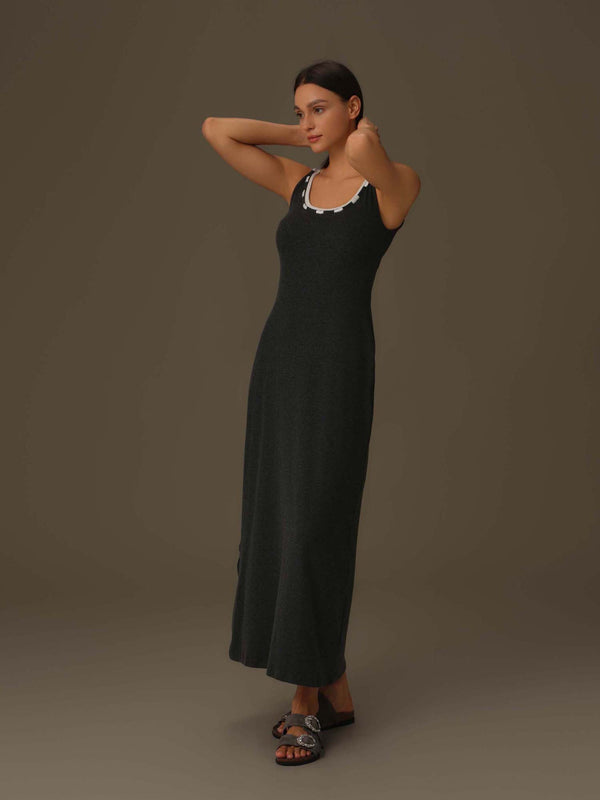Detailed Neckline Maxi Dress