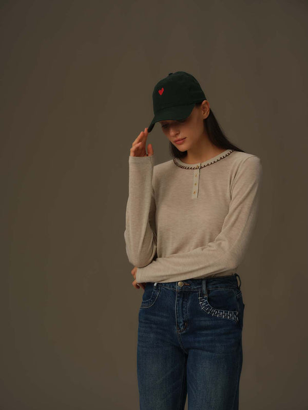 Stitched Flare Denim Jeans