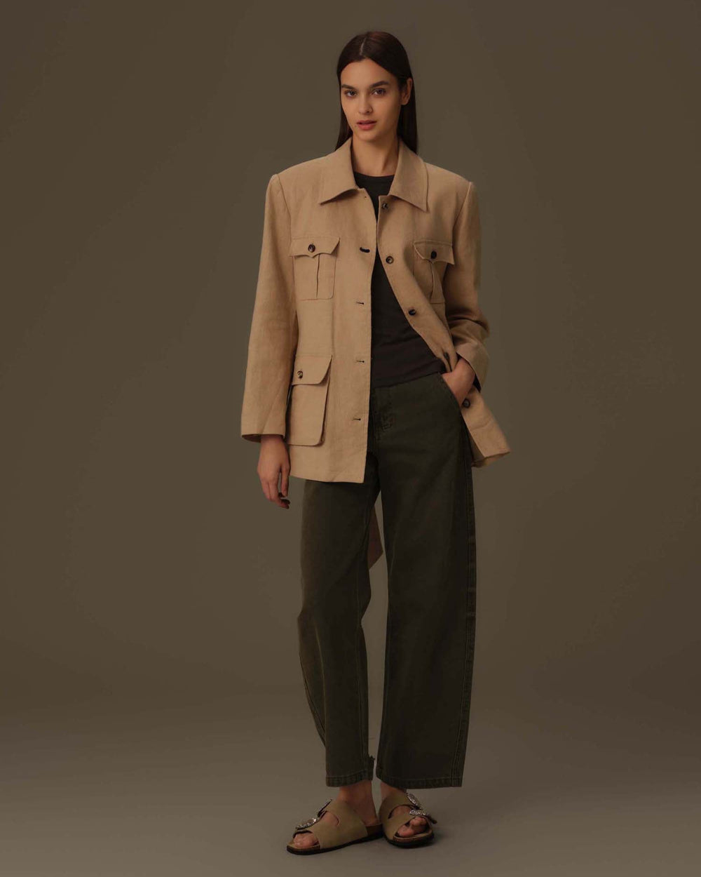 100% Linen Multi-Pocket Jacket