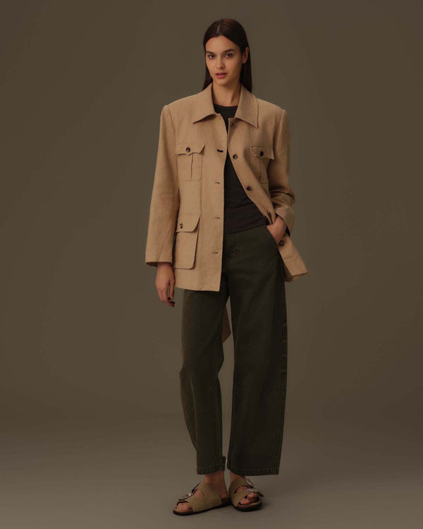 100% Linen Multi-Pocket Jacket
