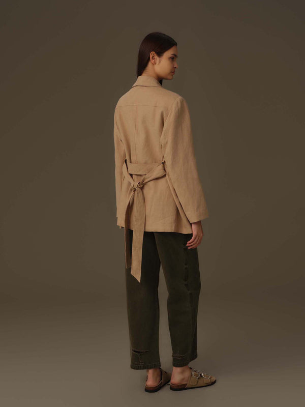 100% Linen Multi-Pocket Jacket