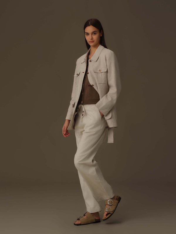 100% Linen Multi-Pocket Jacket