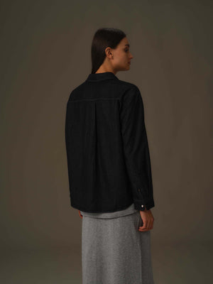 Frenchie Embroidered Denim Shirt