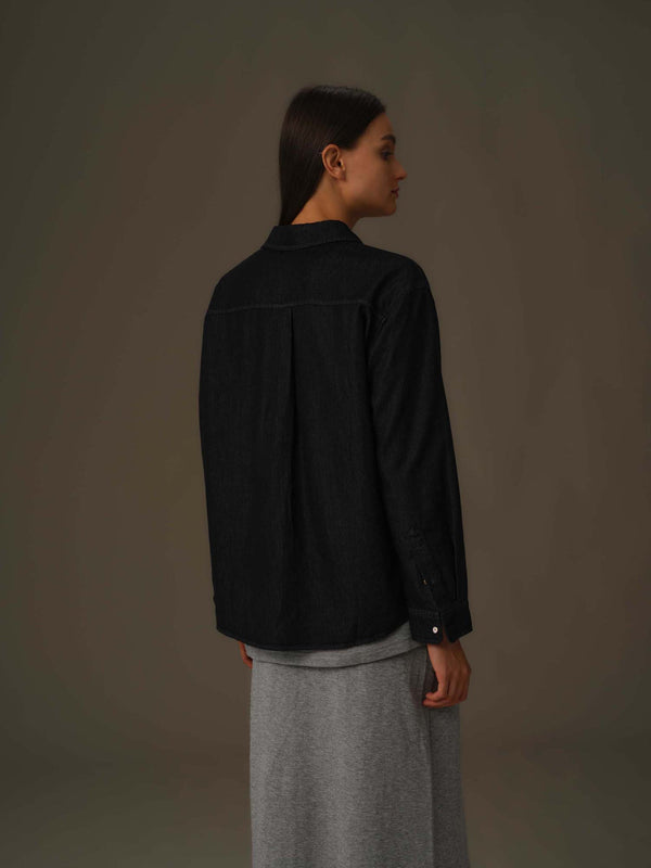 Frenchie Embroidered Denim Shirt