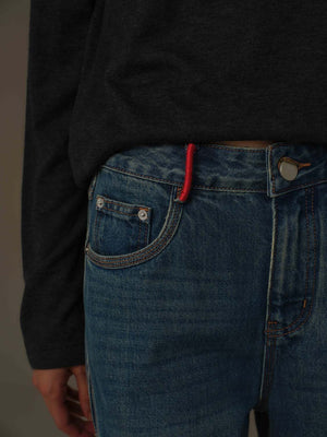 Washed Palazzo Denim Jeans