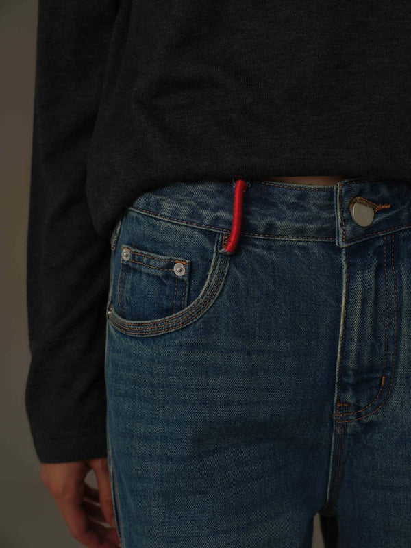 Washed Palazzo Denim Jeans