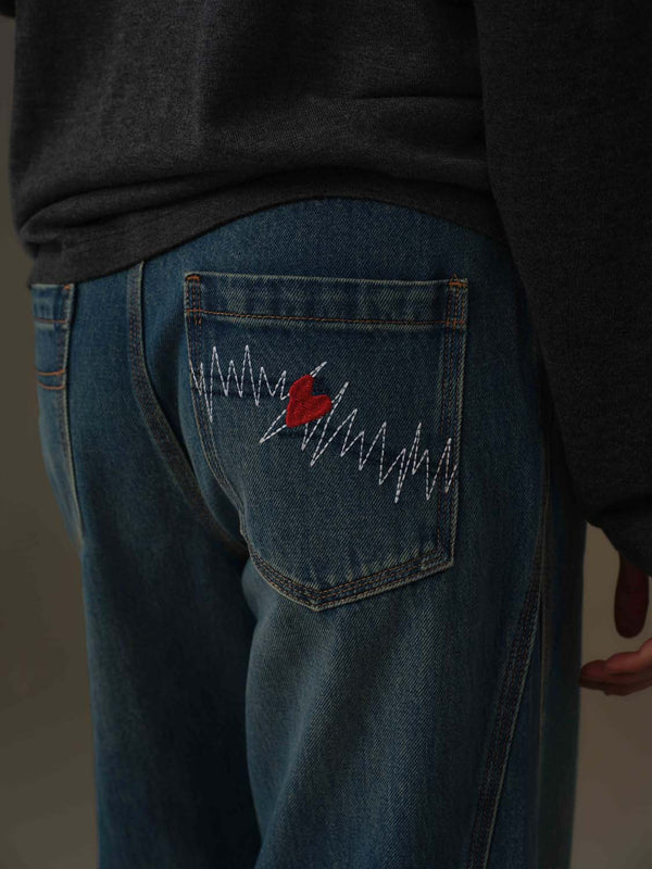 Washed Palazzo Denim Jeans