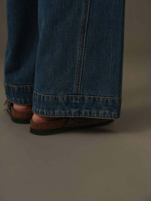 Washed Palazzo Denim Jeans