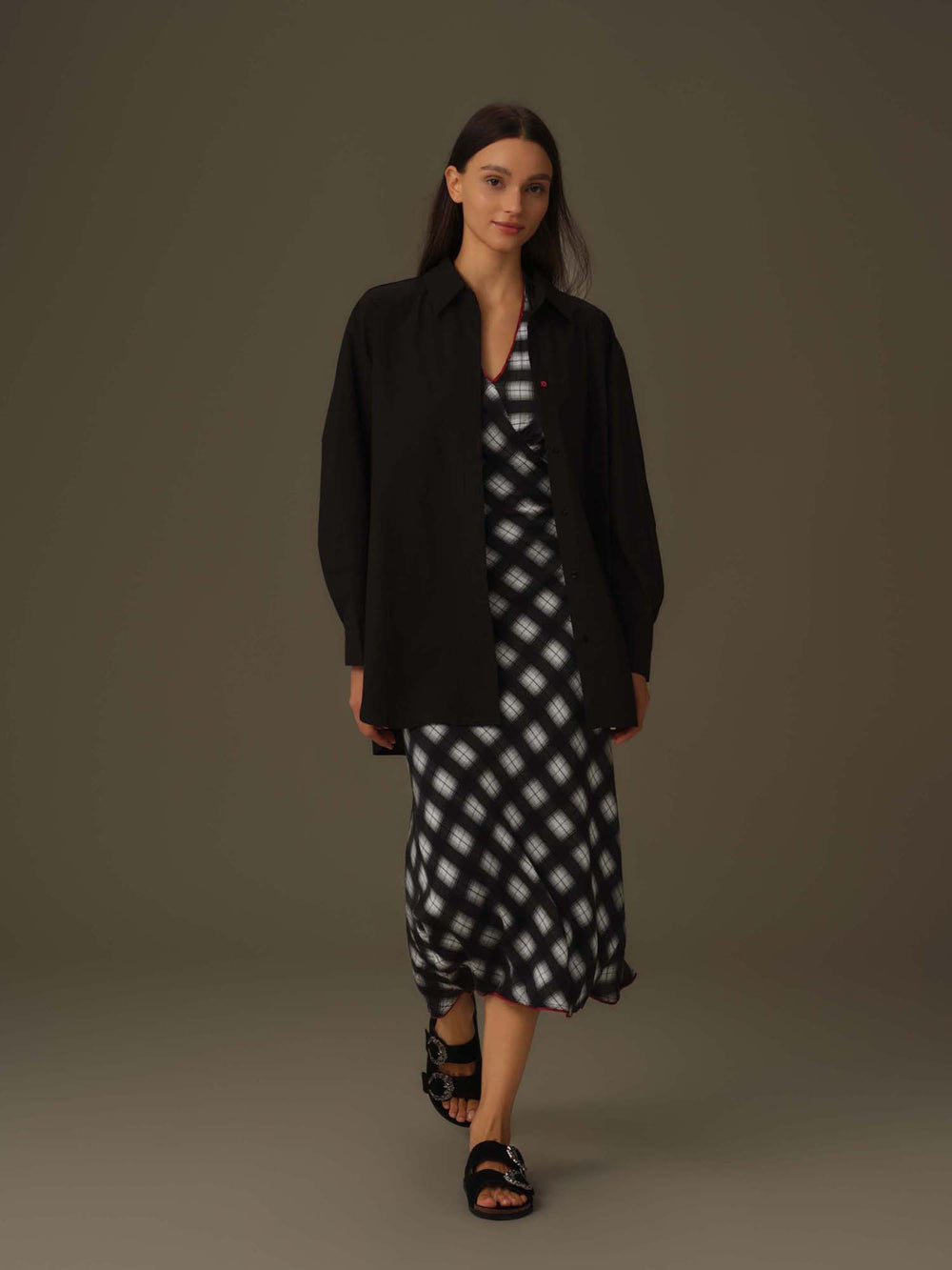 Checkered Halter Neck Dress