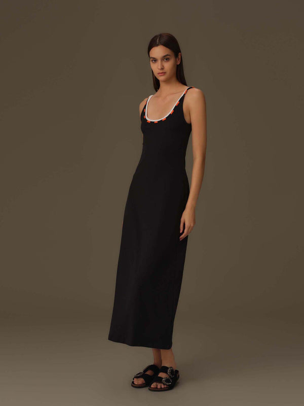 Detailed Neckline Maxi Dress