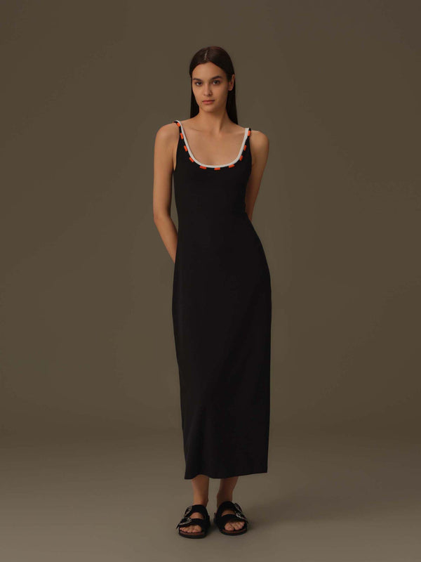 Detailed Neckline Maxi Dress